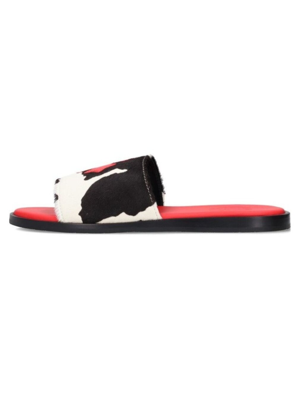 Chrome Hearts CH Slide Leather Calf Hair Cross Patch Sandals